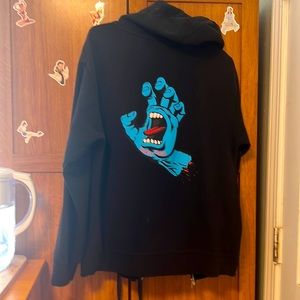 Mens small Santa Cruz screaming hand zip front hoody